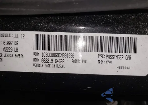 2012 Chrysler 200 Touring from USA, damaged, VIN 1C3CCBBG9CN301596